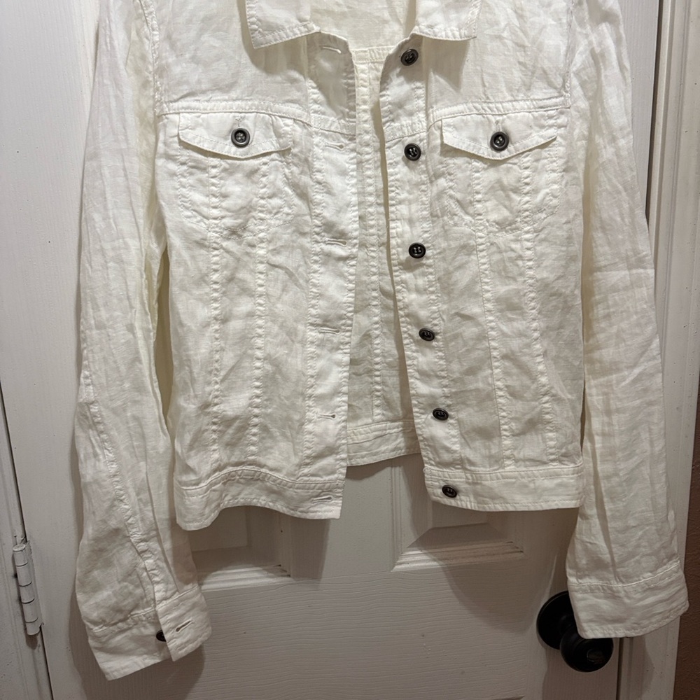 Eileen Fisher Cream Linen Jacket - Picture 3 of 10